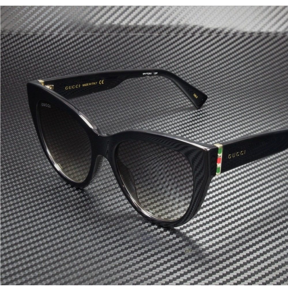 Gucci Black Cat-Eye Sunglasses with Gold Accents